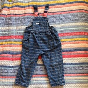 Vintage Lee Blue Patterned Kids Overalls with Pink Buckles